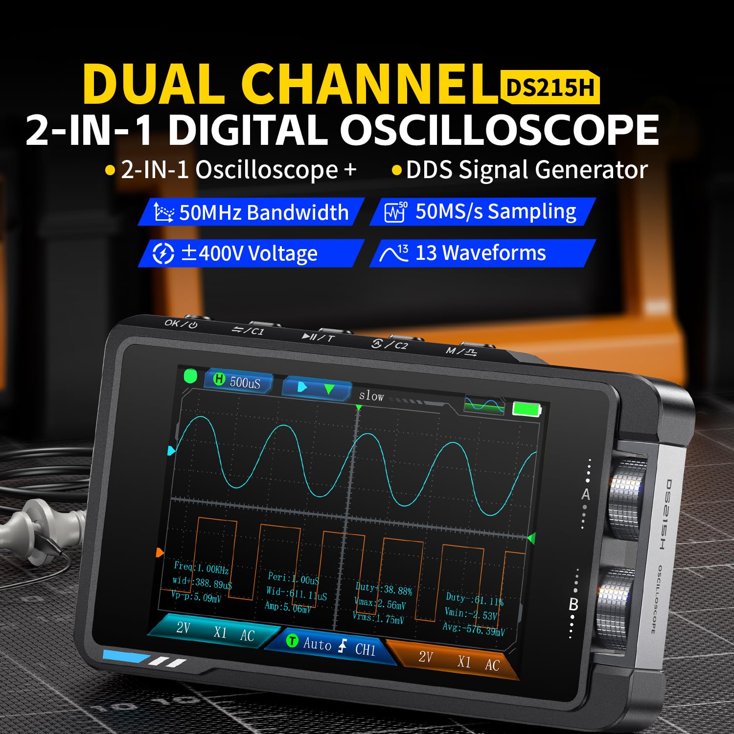 FNIRSI DS215H digitale oscillo - Fnirsi Digital Oscilloscope Handheld recensie en prijs